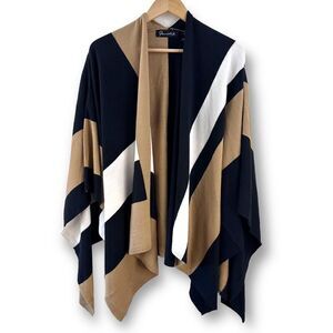 ‎Parrish LA tan, black and white poncho One Size